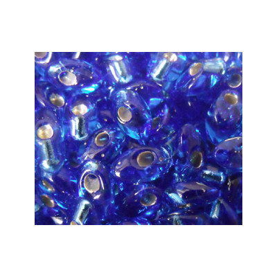 LMA-0019 Long Magatamas 4X7mm Silver Lined Sapphire (x boite de 10gr)