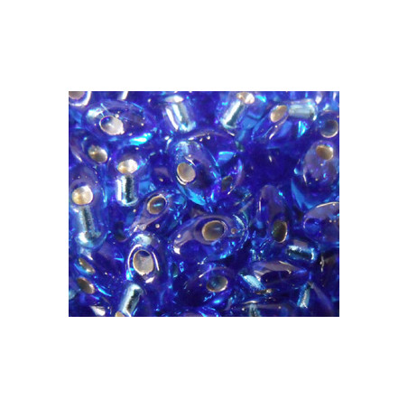 LMA-0019 Long Magatamas 4X7mm Silver Lined Sapphire (x boite de 10gr)