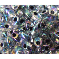 LMA-0283 Long Magatamas 4X7mm Noir Lined Crystal AB (x boite de 10gr)