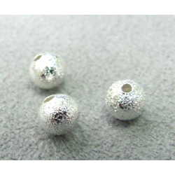 Perle métallisée boule effet diamantée 6mm argenté (x1)