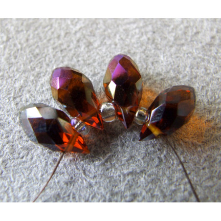 Perle goutte en cristal de Chine 12x6mm ~ Smoked Topaz lustré AB (x1)