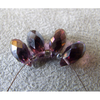 Perle goutte en cristal de Chine 12x6mm ~ Lumi Amethyst lustré AB (x1)