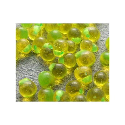 DP-0011F Drops 3.4mm Miyuki Mint Green lined Yellow (x boite de 10gr)