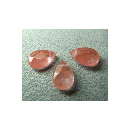Goutte Facettée Vieux Rose 12X8mm(X1)