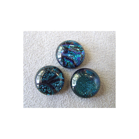Cabochon en verre dichroïque Rond 20mm - Tons Bleu 8634 (X1)