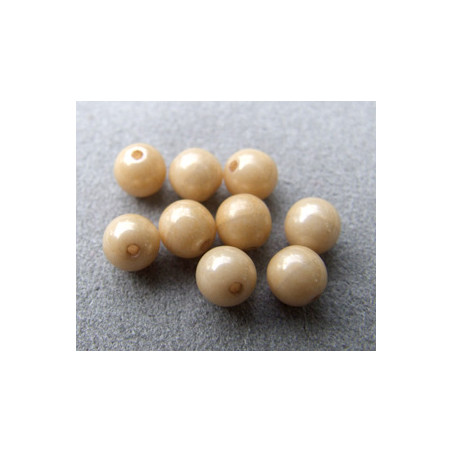 Perle en verre de Bohême 6mm Beige Lustré (x25)