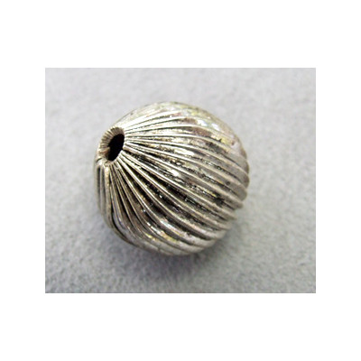Perle métallisée boule striée 20mm argenté (x1)