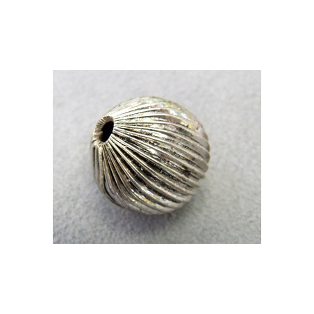 Perle métallisée boule striée 20mm argenté (x1)