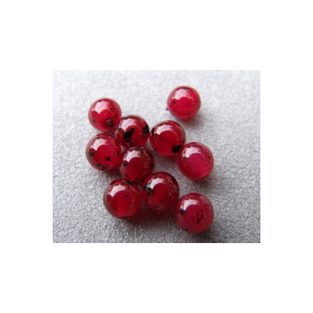 Perle en verre de Bohême 6mm Groseille Granité  (x25)