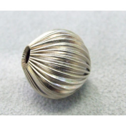 Perle métallisée boule striée 16mm argenté (x1)