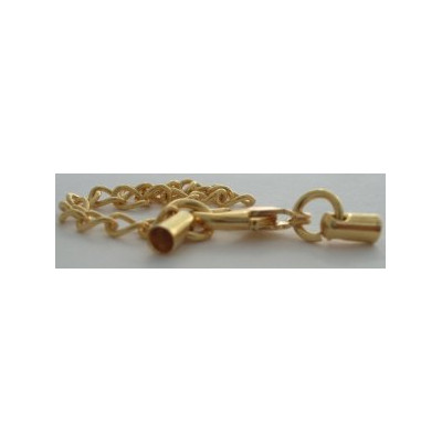 Mousqueton avec chainette de rallonge et embout rond doré (x1) - 1,20 €