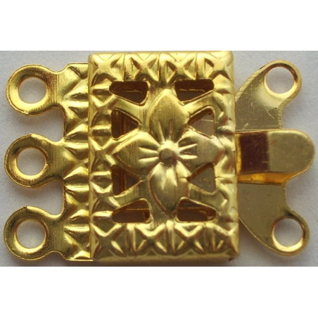 Fermoir 3 rangs doré 10X12 mm(x1)