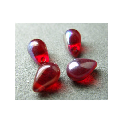 Goutte en verre de Bohême 10mm Siam AB (x1) Goutte en verre de Bohême 10mm Siam AB (x1)