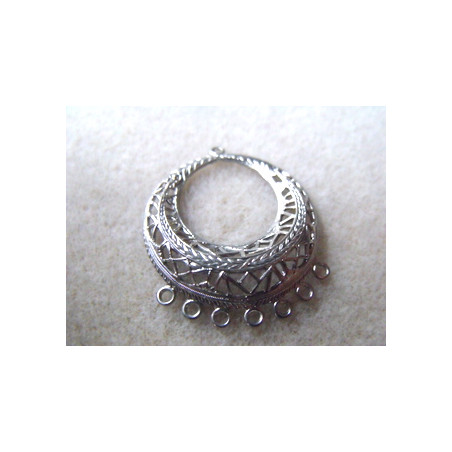 Boucle Créole Argenté Vieilli 37X31mm(X2)