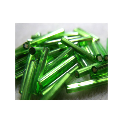 Longs bugles Tchèques 15mm - Peridot SL (x10gr)