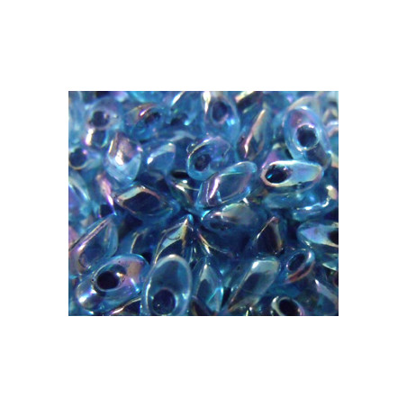LMA-2168 Long Magatamas 4X7mm Black Lined Aqua AB (x boite de 10gr)