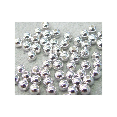 Perle métallisée boule lisse 2mm plaqué argent (x100)