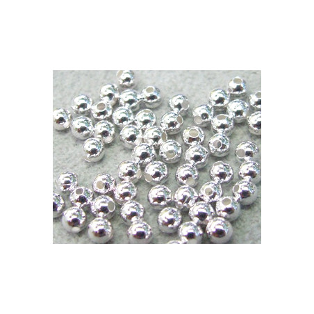 Perle métallisée boule lisse 2mm plaqué argent (x100)