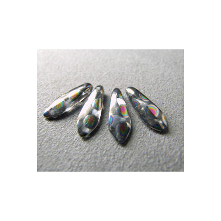Dague en verre de Bohême 5x16mm - Clear peacock (x20)