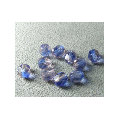 Facettes en verre de Bohême 6mm Cobalt/Rosaline bicolore (x25)