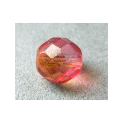 Facettes en verre de Bohême 12mm Rose/Peach bicolore (x1)