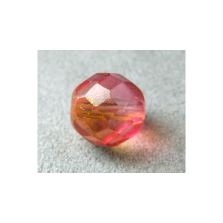 Facettes en verre de Bohême 12mm Rose/Peach bicolore (x1)