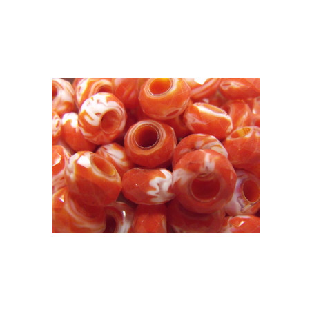 Perle Red White pour Buna cord ou pvc 14X8X5mm(X1)