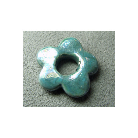 Céramique fleur Turquoise pour buna cord 22X3X7mm(X1)