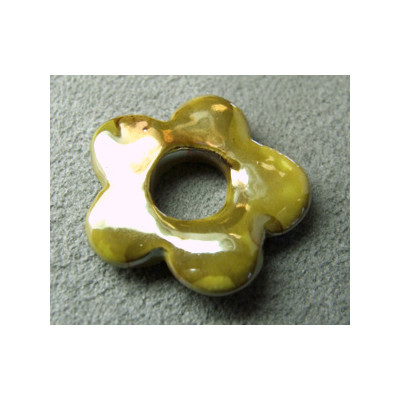 Céramique fleur Moutarde pour buna cord 22X3X7mm(X1) Céramique fleur Moutarde pour buna cord 22X3X7mm(X1)