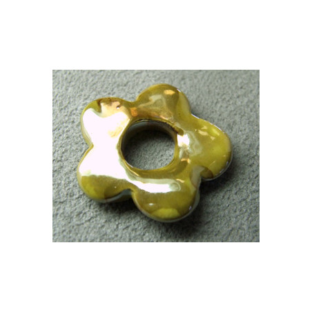 Céramique fleur Moutarde pour buna cord 22X3X7mm(X1)