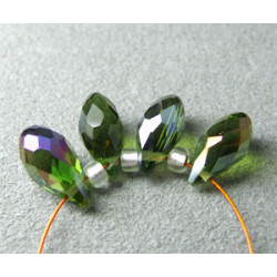 Perle goutte en cristal de Chine 12x6mm ~ Olivine AB (x1)