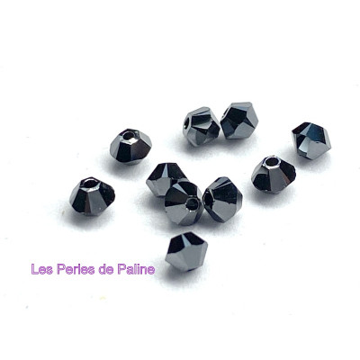 Toupies 3mm Jet Hematite 2X - réf.5328 Xilion (20)