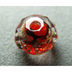Perle ronde aplatie en Cristal de Chine 12x10mm Cristal Swirl Red/Gold (X1)