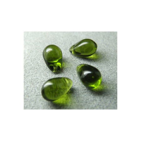 Goutte en verre de Bohême 10mm Olivine (x1)