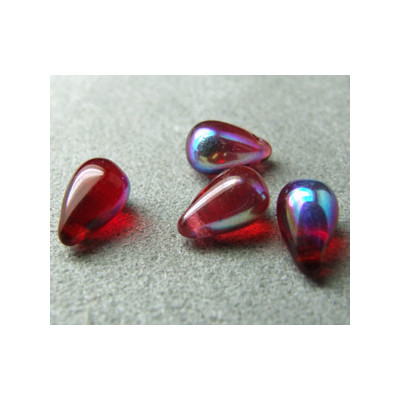 Goutte en verre de Bohême 10mm Ruby AB (x1)