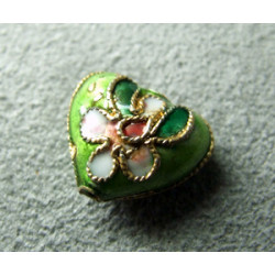 Perle Cloisonnée coeur 12x10mm Anis (x1)