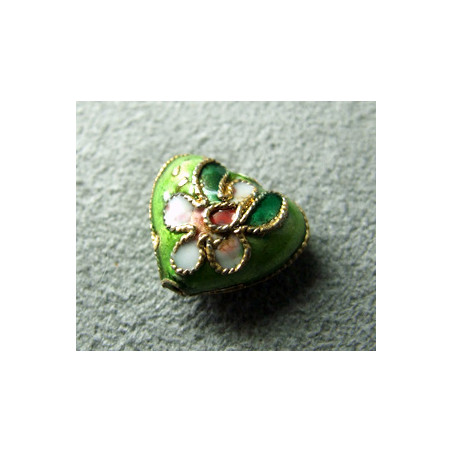 Perle Cloisonnée coeur 12x10mm Anis (x1)