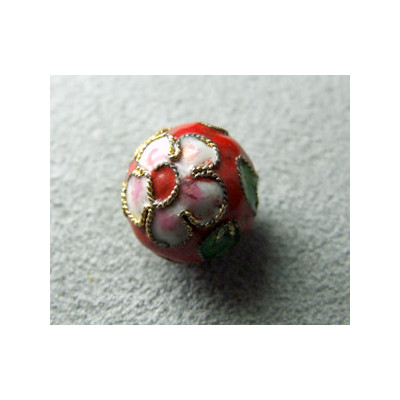 Perle Cloisonnée ronde 12mm Rouge (x1)