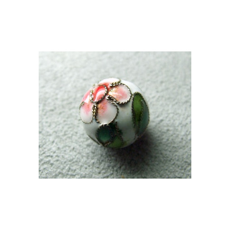 Perle Cloisonnée ronde 12mm Blanc (x1)
