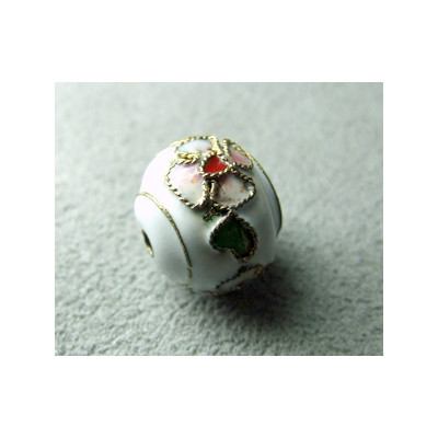 Perle Cloisonnée donut 12x10mm Blanc (x1)