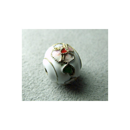 Perle Cloisonnée donut 12x10mm Blanc (x1)