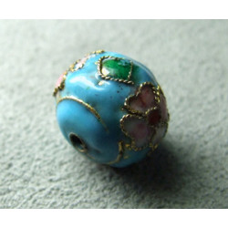 Perle Cloisonnée donut 12x10mm Turquoise (x1)