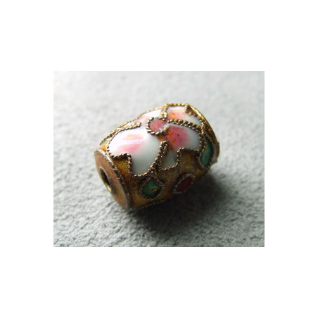 Perle Cloisonnée tonneau 12x10mm Dore (x1)