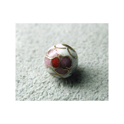Perle Cloisonnée Ronde 6mm Blanc motif en relief (x1) Perle Cloisonnée Ronde 6mm Blanc motif en relief (x1)