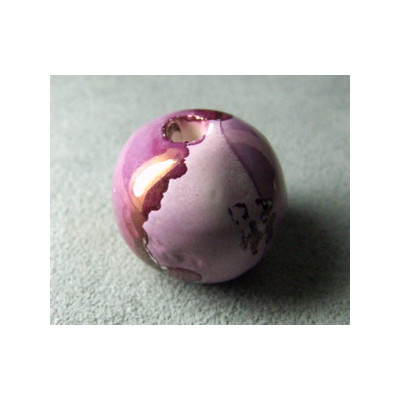 Perles en céramique boule approx. 22-24mm Prune bicolore (x1)