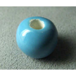 Perles en céramique boule 16mm Bleu (x1)