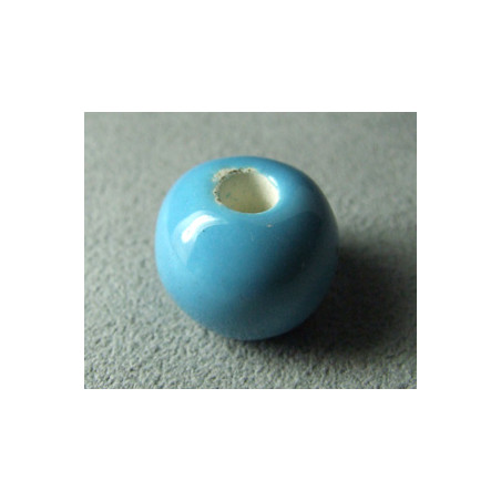 Perles en céramique boule 16mm Bleu (x1)