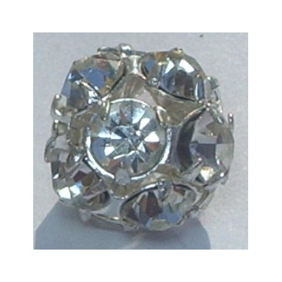 Boule Strass Cristal Argent 10mm (x1)