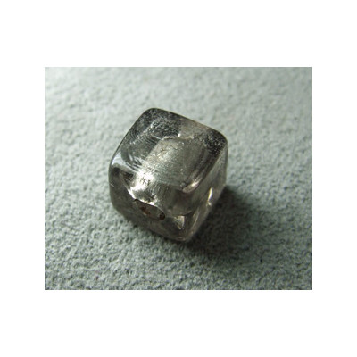 Perle en pâte de verre cube 10mm - Smoke (x1)