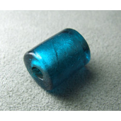 Perle en pâte de verre cylindre approx. 15x12mm - Teal (x1)